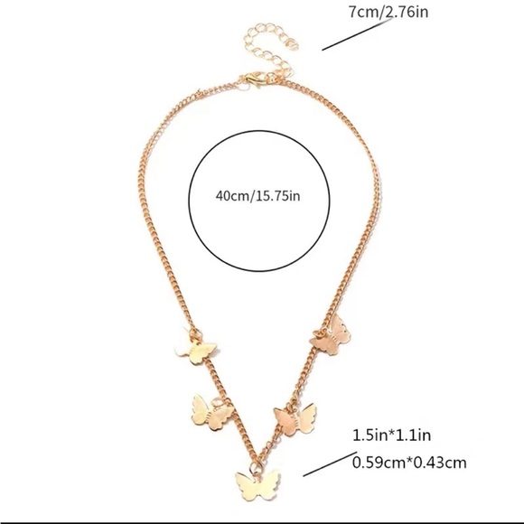 Gold Butterfly Charm Necklace - Picture 2 of 3